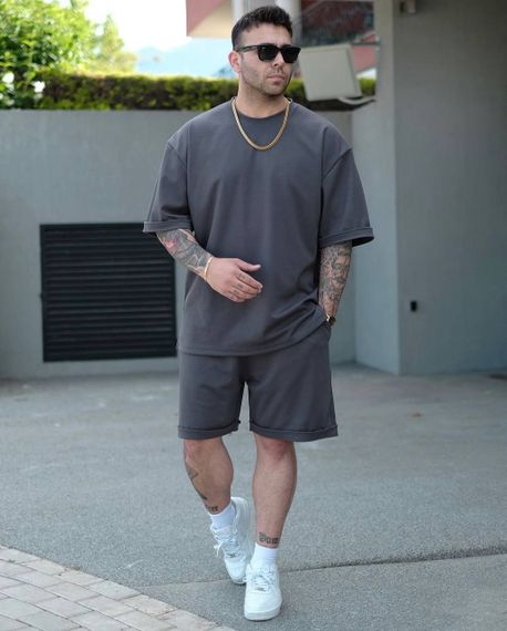 Чоловічий літній спортивний костюм із шортами та футболкою колір сірий, розмір 54/56 PP057 | Зображення 1