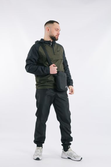 Комплект чоловічий Nike: анорак "House" чорний з хакі + штани "President" чорні + барсетка чорна XL (1629797353/3) | Зображення 1