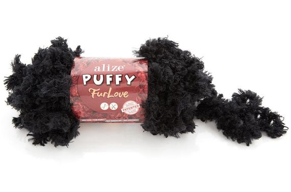 Пряжа Alize Puffy Furlove No 60 (Алізе Пуффі Фурлав) хутряна пряжа з петельками для в'язання руками, 100 г / 6.3 м