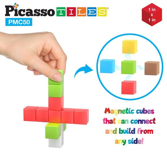 Конструктор магнітний BUILDING CUBES PMC50/23645 PICASSO TILES, 50 деталей, у коробці | Зображення 2