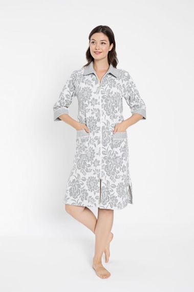 Женский халат Nusa 0505 на молнии, серый 3XL | Зображення 5