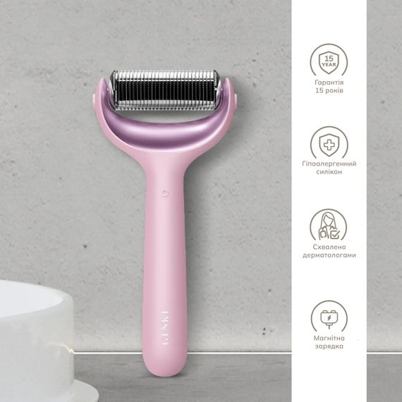 Ролик для игловой мезотерапии лица и тела GESKE MicroNeedle Face&Body Roller 9в1 turquoise, Розовый | Зображення 2
