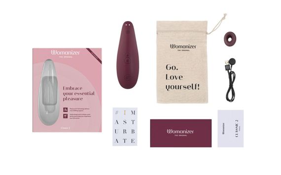 Вакуумний кліторальний стимулятор Womanizer Classic 2 Bordeaux водонепроникний з технологією Pleasure Air | Зображення 6