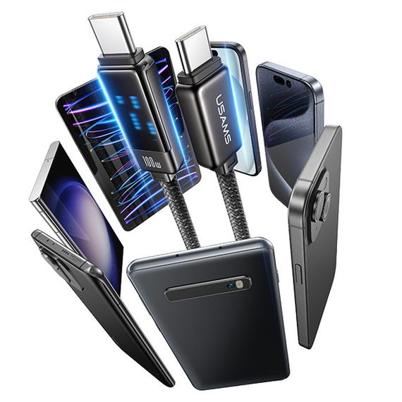 Дата кабель Usams US-SJ744 Meteor Ser. Type-C to Type-C 100W (1.2m) Tarnish | Зображення 3