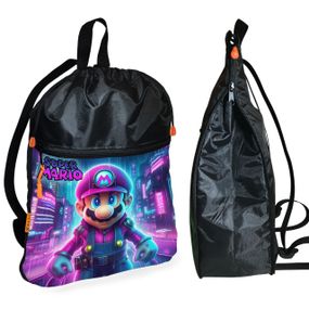 Рюкзак-мішок для взуття, спортивної форми Супер Маріо «Super Mario» дитяча сумка для змінки з розширювачем (01325)
