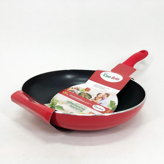 Сковорода Con Brio CB-2014 із антипригарним покриттям Pfluon 20 см, якісна сковорода. Колір: червоний | Зображення 2