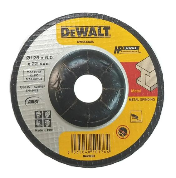 Круг шліфувальний DeWALT HIGH PERFORMANCE 125х6.0х22 мм (DW4543AIA)