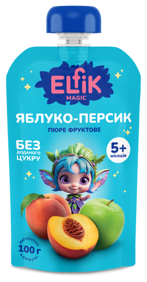 Дитяче пюре з яблук і персиків Elfik Magic 100 г х 18 шт