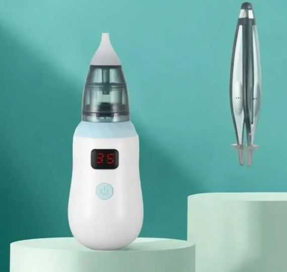 Аспіратор дитячий акумуляторний 2-в-1 BABY NOSE з LED-дисплеєм та регулятором потужності (WO-19)