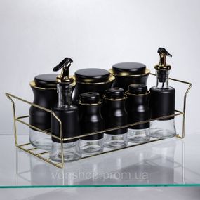 Набор для специй и жидких текстур на металлической подставке черный HP-1359