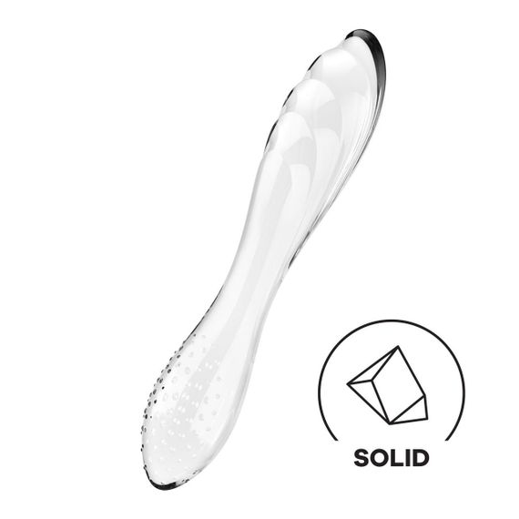 Двосторонній скляний дилдо Satisfyer Dazzling Crystal 1 Transparent, дуже міцний, без стопера Sex Aura