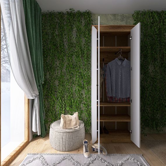 Шафа-пенал із дзеркалом Еверест Нордік-800 Білий/Дуб крафт золотий (EVR-5539) | Зображення 3