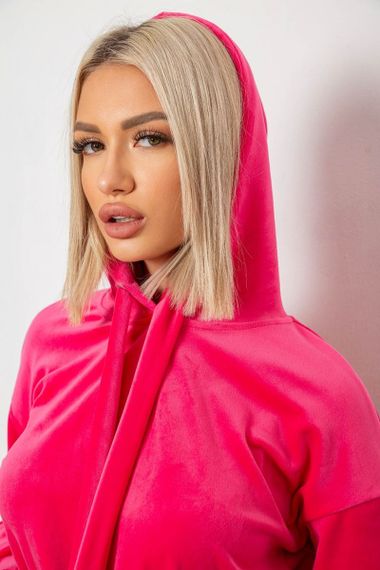 Спортивный костюм женский велюровый свободного кроя, цвет розовый, 241R2001-20 | Зображення 5
