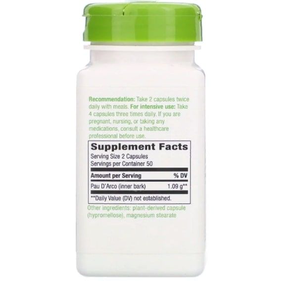 Муравьиное дерево Nature's Way Pau d'Arco Inner Bark 545 mg 100 Veg Caps NWY-15450 | Зображення 1
