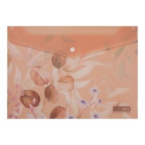 Папка-конверт А4 на кнопке PEACH ARABESKI персиковая BM.3943-46 BUROMAX матовый полупрозрачный пластик (4823126805672)
