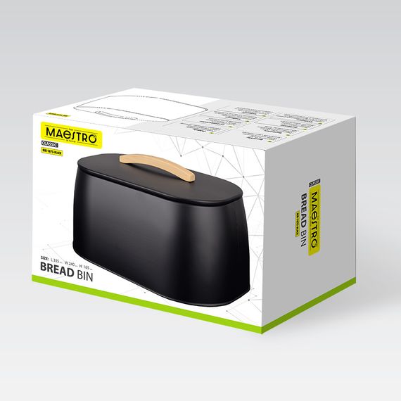 Хлебница Maestro МR-1675 Black 16.5х24х33.5 см черный | Зображення 3