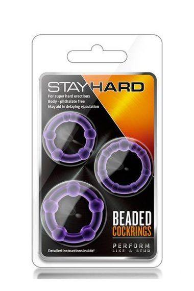 Набір ерекційних кілець STAY HARD BEADED PURPLE sexstyle | Зображення 3