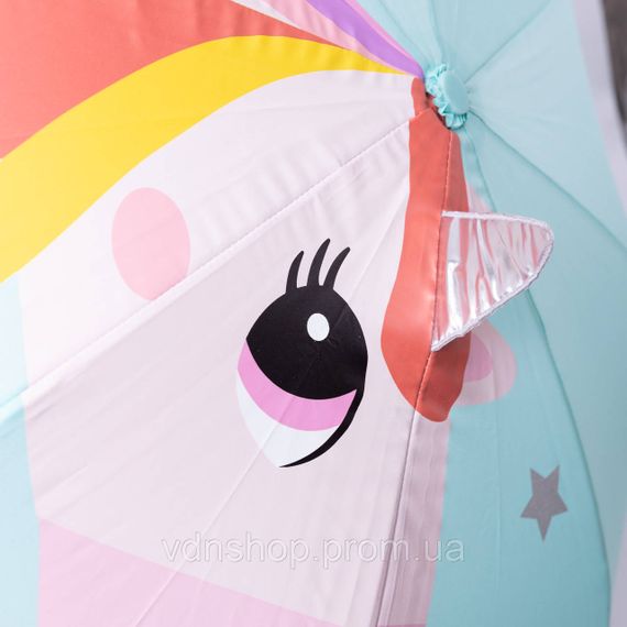 Класична дитяча парасолька-тростина механічна з поліестеру міцна надійна 8 спиць діаметр 89 см М'ятний HP-23-12M | Зображення 5