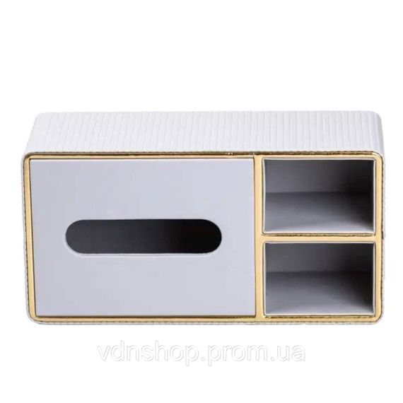 Серветниця-органайзер з еко-шкіри 3 відділення 27*14*10 см Білий HP9128 | Зображення 2