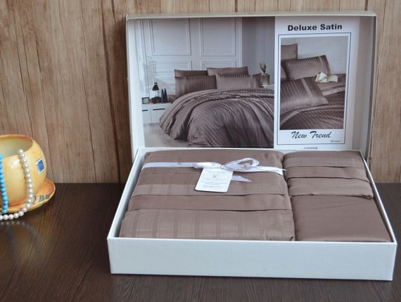 Комплект постільної білизни First Choice Deluxe Satin 200 х 220 см New Trend Brown | Зображення 2