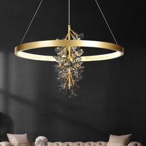 Люстра світлодіодна підвісна LED світильник для квартири на стелю лед 26647 Золото 65-200х100х100 см.