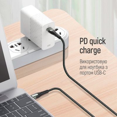 Дата кабель USB-C to USB-C 2.0m PD Fast Charging 65W 3A grey ColorWay (CW-CBPDCC039-GR) | Зображення 2