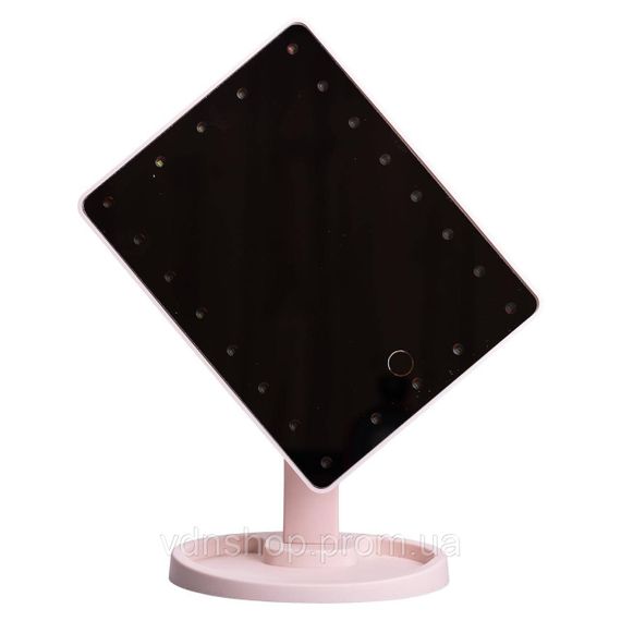 Настільне дзеркало з підсвічуванням 22 LED для макіяжу 21х16 см прямокутне на ніжці USB Рожеве HP-10-4AP | Зображення 4