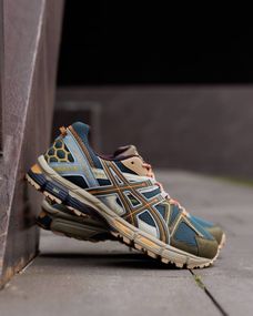 Кросівки демісезонні Asics Lux технологія амортизації колір: олива / жовтогарячий/ синій