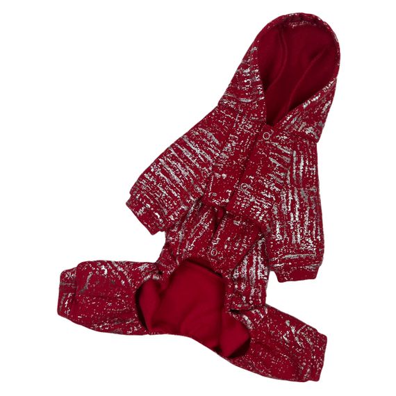 Костюм трьохнитка зі сріблом червоний D-168 | Зображення 2