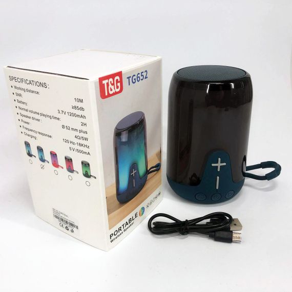 Портативна колонка TG652 5W з RGB підсвічуванням та ремінцем. KY-704 Колір: синій