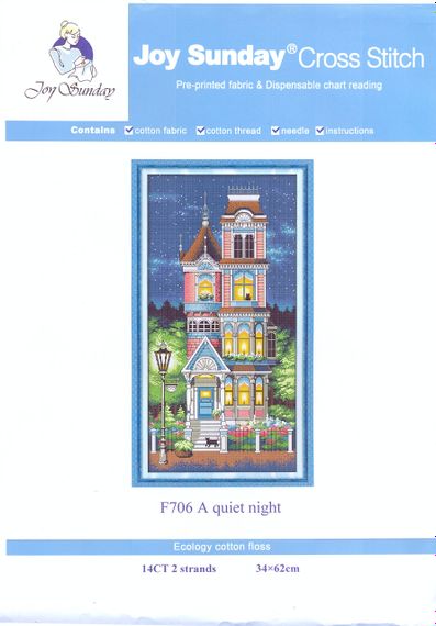 Набір для вишивання хрестиком за нанесеною на канву схемою "A quiet night.Шарм ".AIDA 14CT printed, 34*62 см | Зображення 1