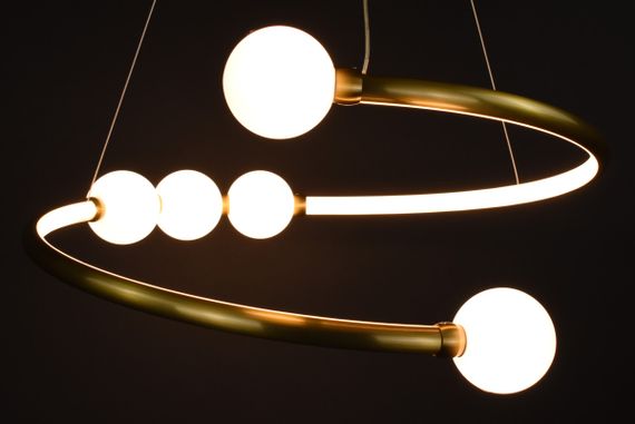 Люстра світлодіодна підвісна LED світильник для квартири на стелю лед 27562 Латунь 25-90х60х60 см. | Зображення 6