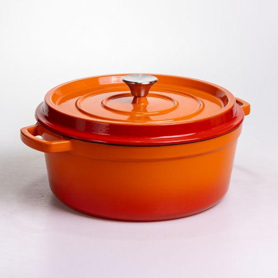 Кокотниця чавунна емальована 6 л, помаранчевий Yiwu HP-FLG-6 ORANGE | Зображення 5