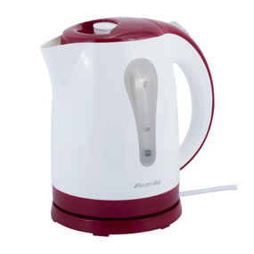 Електрочайник 1,8л 1850-2200W пластик (диск) білий/червоний 1715R KAMILLE