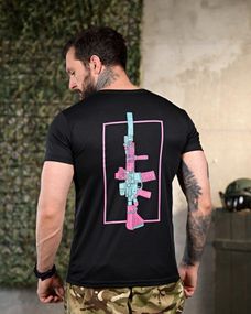 Тактична волога відводна футболка gun black ПП4646
