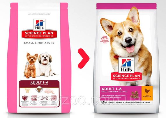 Сухий корм для собак дрібних порід Hills Science Plan Adult Small & Mini Chicken з куркою 3 кг 604344 | Зображення 2
