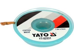 Стрічка плетена з міді для очищення від припою YATO, l-1,5 м, W-2 мм в котушці в корпусі [30/600] Польща YATO YT-82531