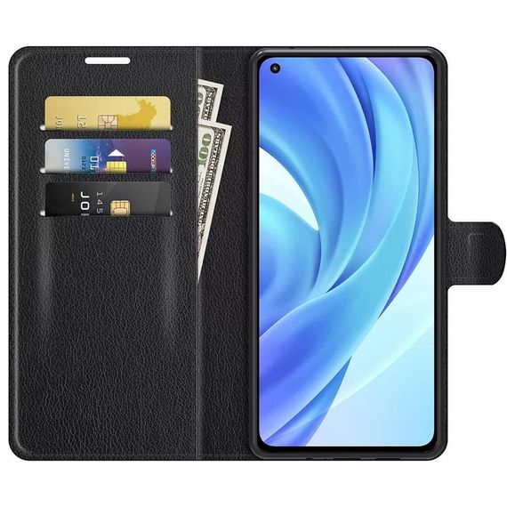 Чохол книжка з кишенями для карт на Xiaomi Mi 11 lite колір Чорний | Зображення 1