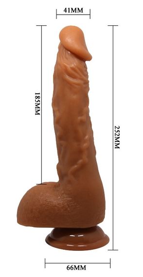 Фалоімітатор на присосці Baile Beautiful JASON 9,4'' Brown, BW-008041NR-1 Sex Aura | Зображення 8