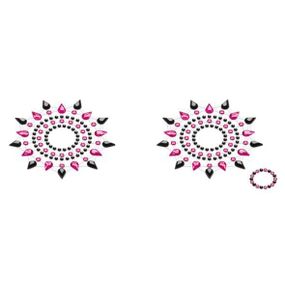 Пэстис из кристаллов украшение на грудь Petits Joujoux Gloria set of 2 Черно-розовый One Size
