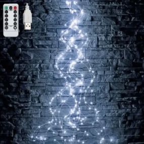 Гірлянда на ялинку Кінський хвіст 2 метри  10 ниток 8 режимів мерехтіння Холодний білий