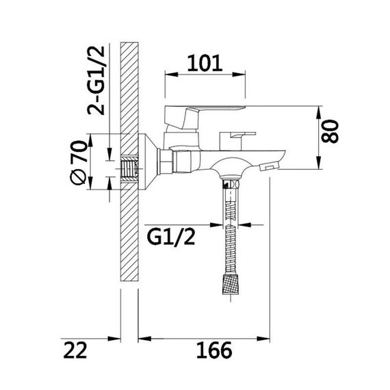 Смеситель для ванны Lidz Latwa 006 (c душевым гарнитуром) (k35) LDLAT006CRM45414 Chrome | Зображення 1