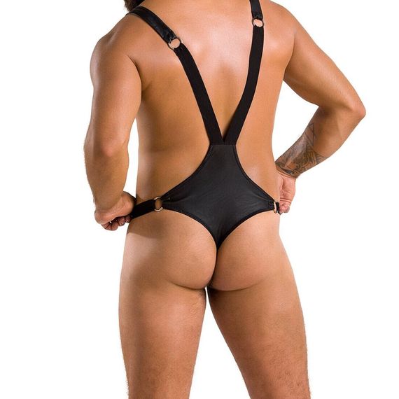 Мужское боди с люверсами Passion 028 HARRY S/M Black, экокожа, на лямках | Зображення 1