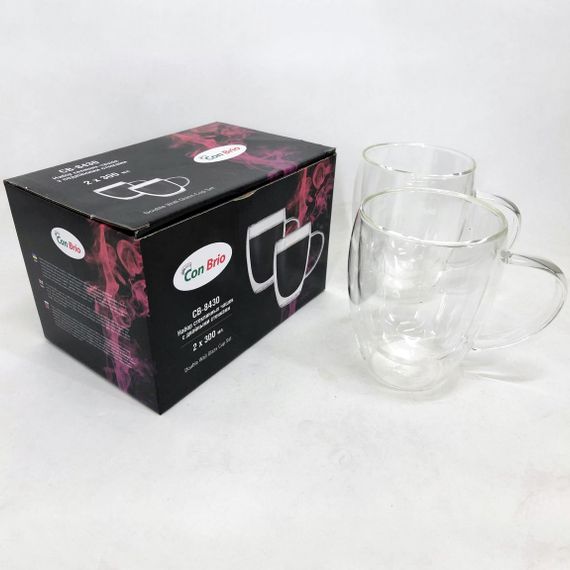 Стаканы и чашки с двойным дном Con Brio CB-8430-2 300 мл 2 шт, Набор стаканов с двойными стенками IR-78 | Зображення 6