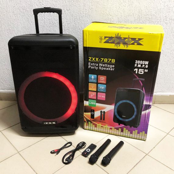 Колонка чемодан на колесах блютуз ZXX-7878 72х42х35см 600 Вт, Блютуз колонка с разноцветной подсветкой KG-31 | Зображення 3