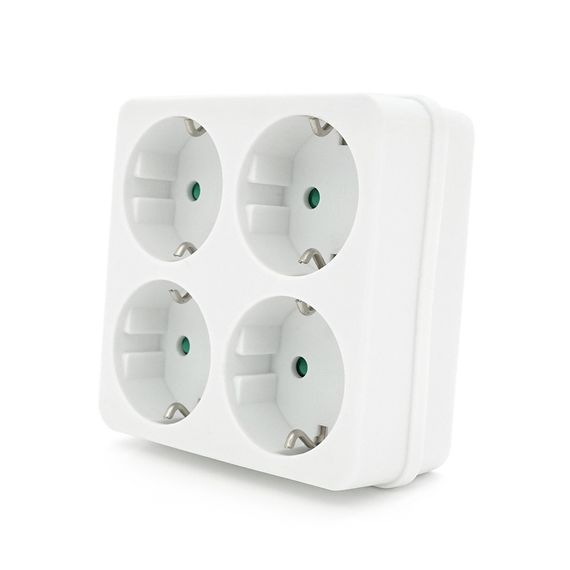 Розетка 4-х місна із заземленням SQ-RB-01/04A, 4x16A 250V~Max, 3500W, White | Зображення 1