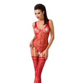 Бодістокінг Passion BS051 red, комбінезон, імітація панчох і боді, S/M/L
