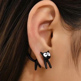 Сережки котики чорні, сережки, сережки з чорними котиками
