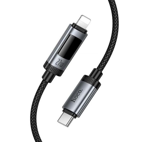 Дата кабель Hoco U148 Lord with display Type-C to Lightning 27W (1.2m) Black | Зображення 5