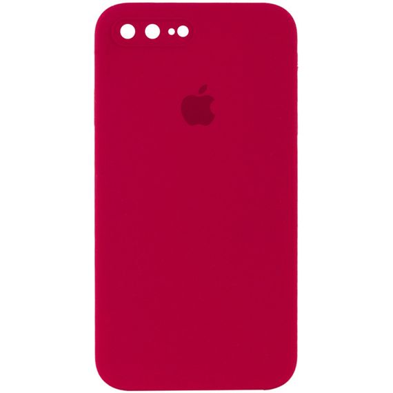 Чохол Silicone Case Square Full Camera Protective (AA) для Apple iPhone 7 plus / 8 plus (5.5") Червоний / Rose Red